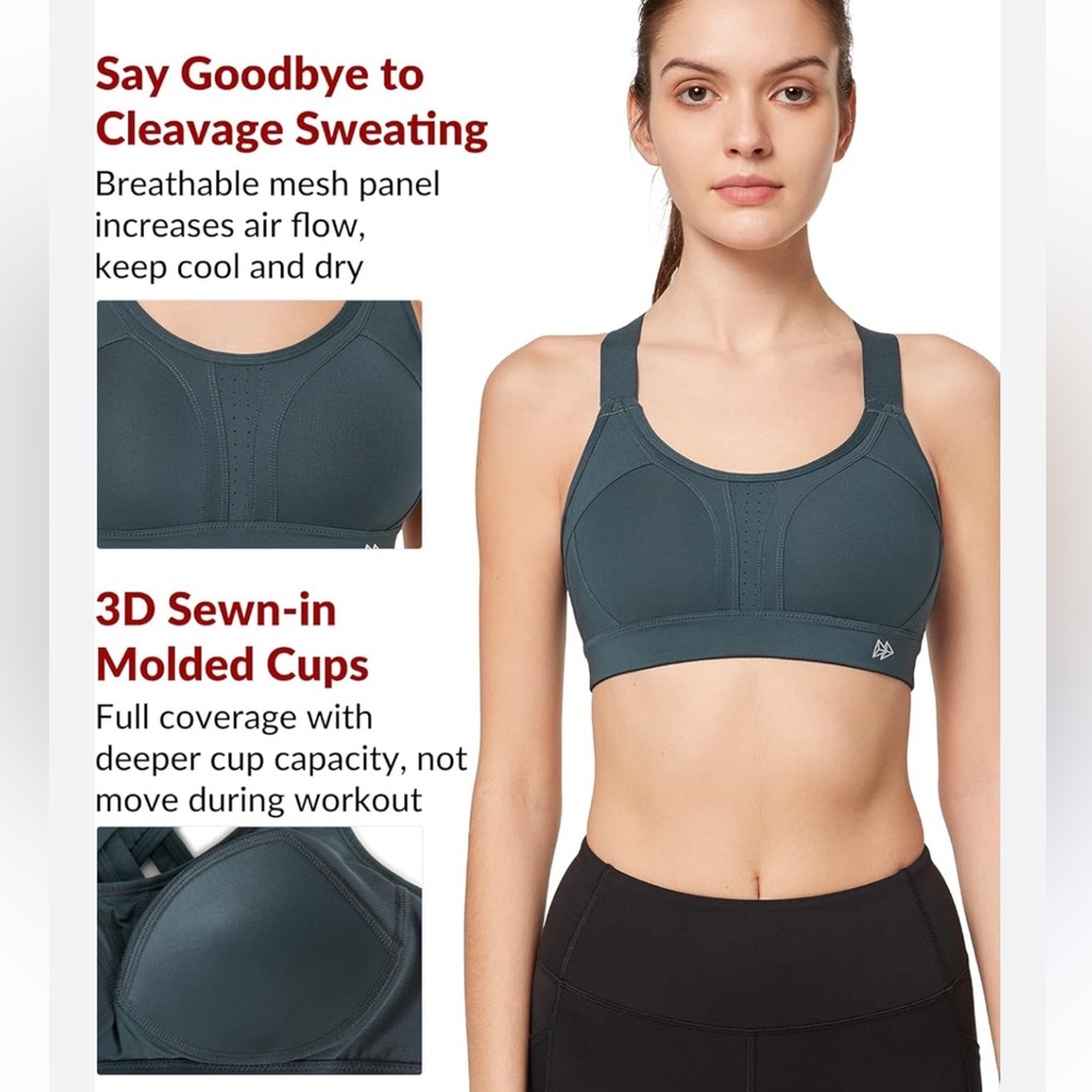 Yvette NWT  high impact sports bra with cross straps